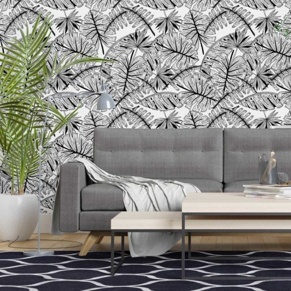 Papel de Parede Adesivo Folhagem Tropical N04167
