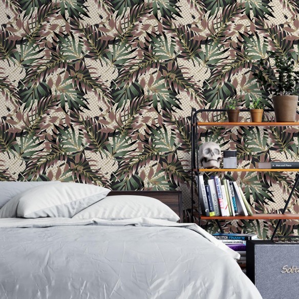 Papel de Parede Adesivo Folhagem Tropical N04179