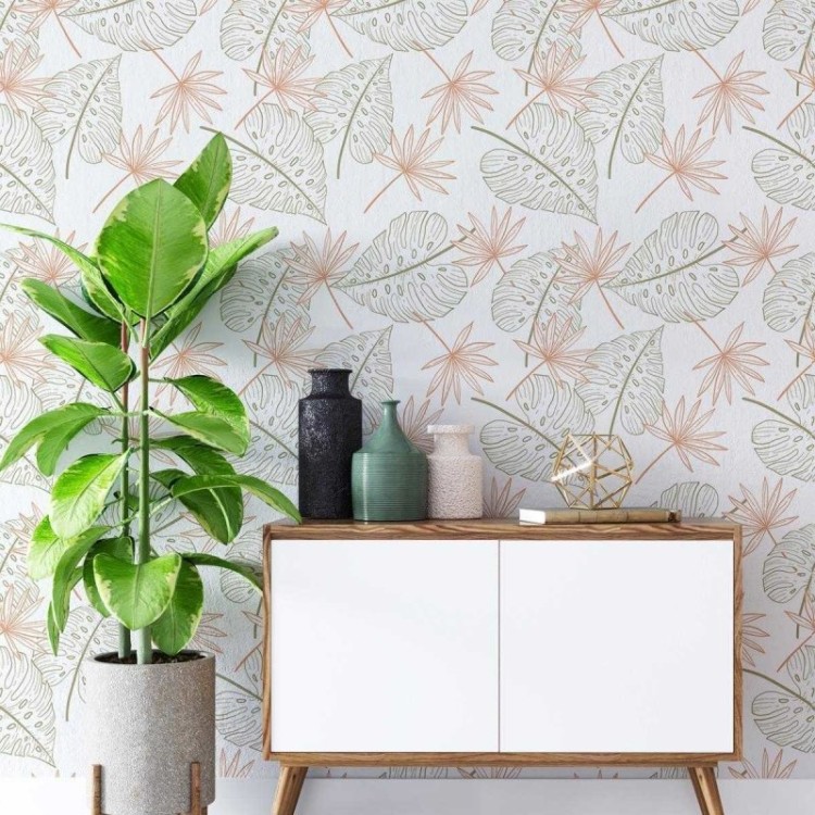 Papel de Parede Adesivo Folhagem Tropical N04226