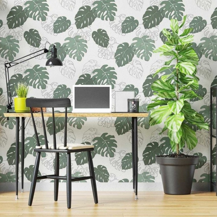 Papel de Parede Adesivo Folhagem Tropical N04260