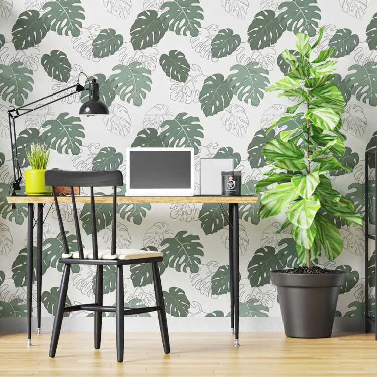 Papel de Parede Adesivo Folhagem Tropical N04260