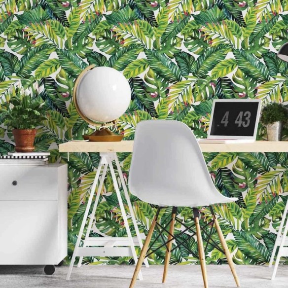 Papel de Parede Adesivo Folhagem Tropical N06003