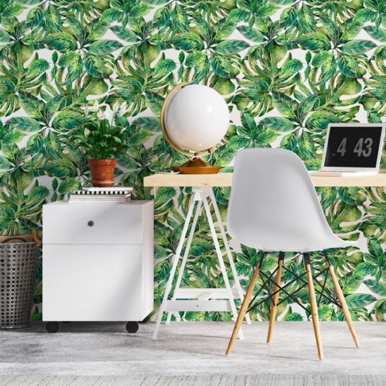 Papel de Parede Adesivo Folhagem Tropical N06003