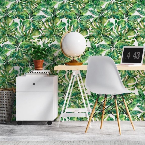 Papel de Parede Adesivo Folhagem Tropical N06003