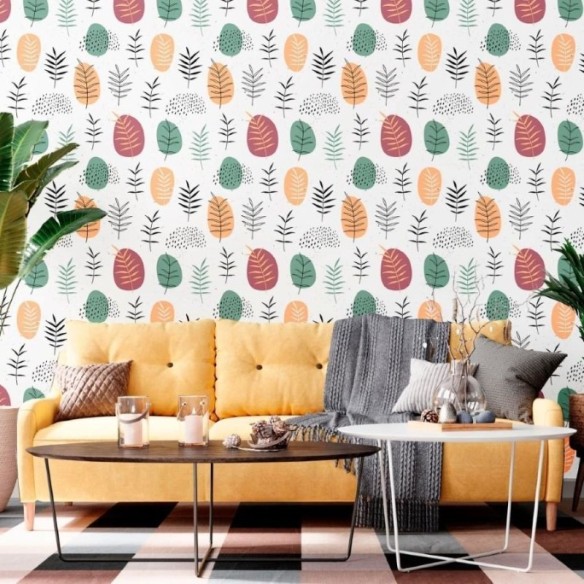 Papel de Parede Adesivo Folhas  N012086