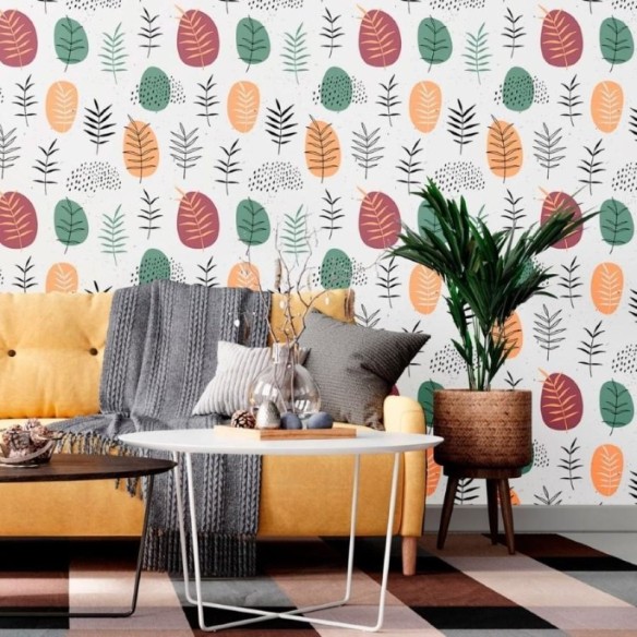 Papel de Parede Adesivo Folhas  N012086