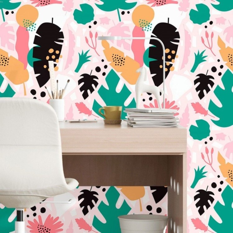 Papel de Parede Adesivo Folhas  N016036
