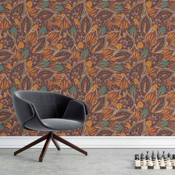 Papel de Parede Adesivo Folhas Abstrato N015048