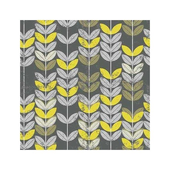 Papel de Parede Adesivo Folhas Amarelo e Branco 114464266
