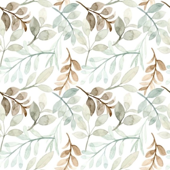 Papel de Parede Adesivo Folhas Aquarela N013259