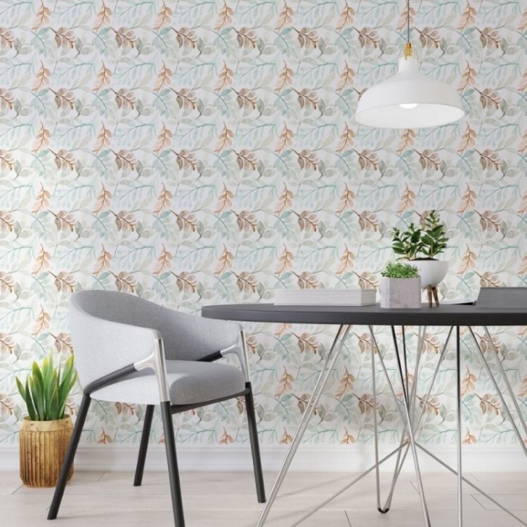 Papel de Parede Adesivo Folhas Aquarela N013259