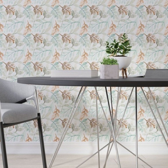 Papel de Parede Adesivo Folhas Aquarela N013259