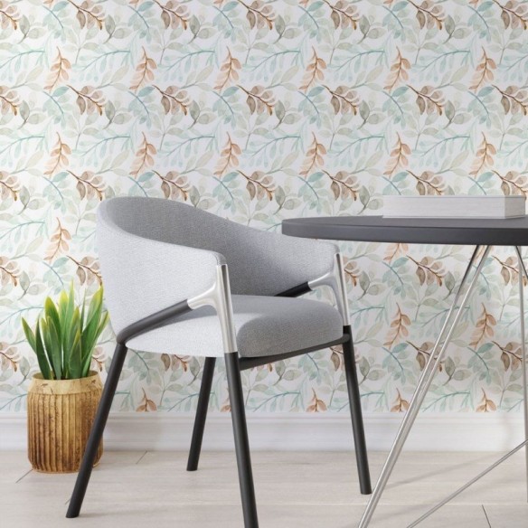 Papel de Parede Adesivo Folhas Aquarela N013259