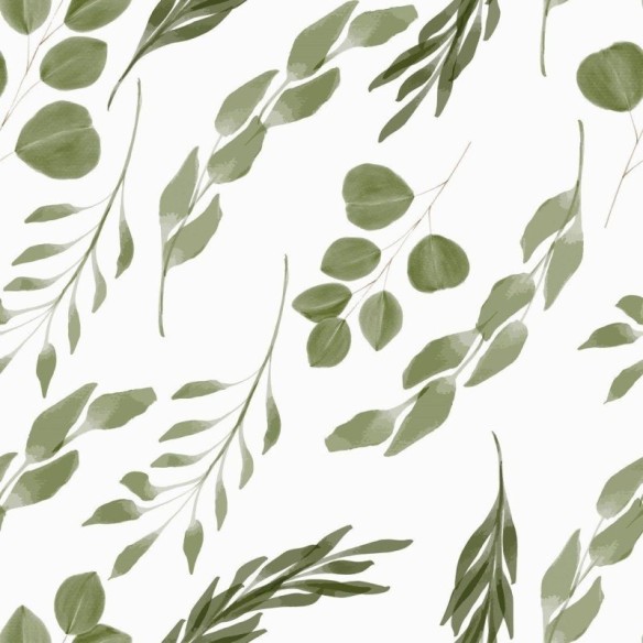 Papel de Parede Adesivo Folhas Aquarela N015072
