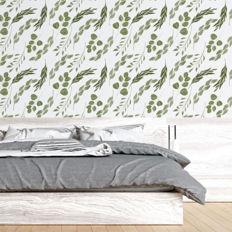 Papel de Parede Adesivo Folhas Aquarela N015072