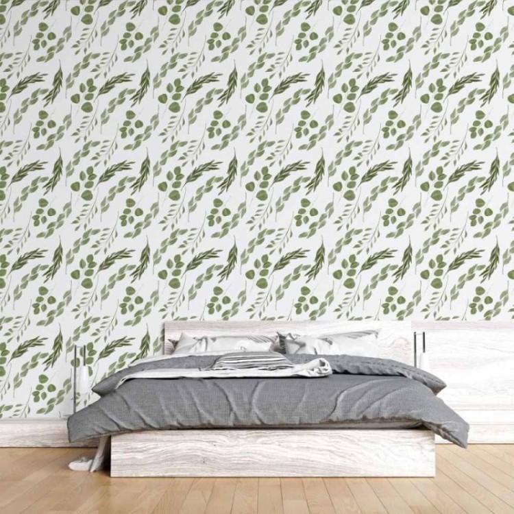 Papel de Parede Adesivo Folhas Aquarela N015072