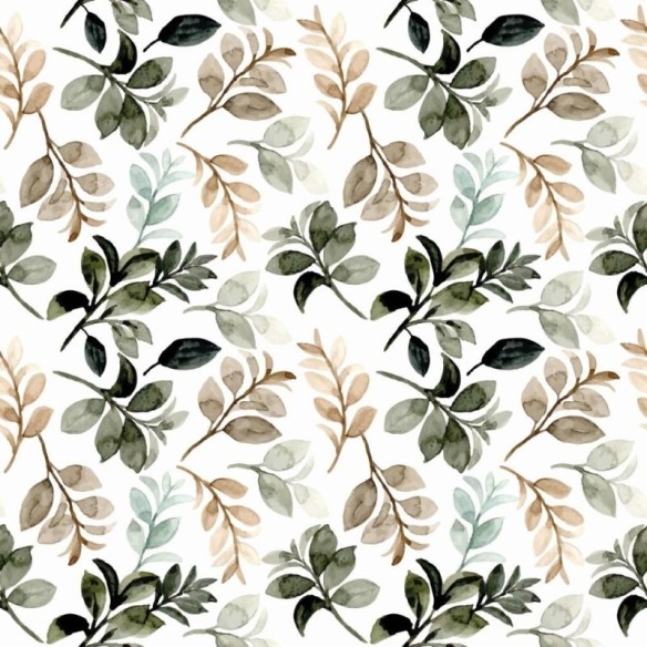 Papel de Parede Adesivo Folhas Aquarela N015200