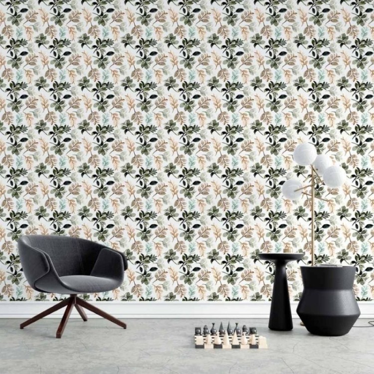 Papel de Parede Adesivo Folhas Aquarela N015200
