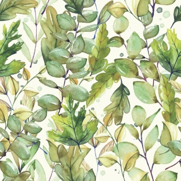 Papel de Parede Adesivo Folhas Aquarela N015201