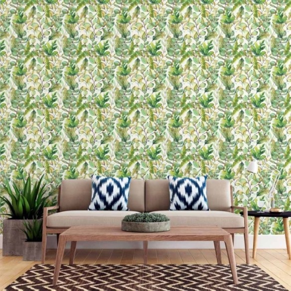 Papel de Parede Adesivo Folhas Aquarela N015201