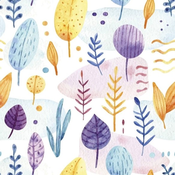 Papel de Parede Adesivo Folhas Aquarela N019046