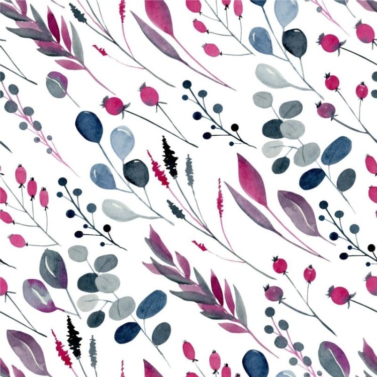Papel de Parede Adesivo Folhas Aquarela Rosa e...