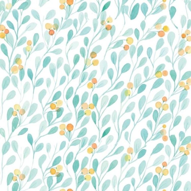 Papel de Parede Adesivo Folhas Azuis N012009