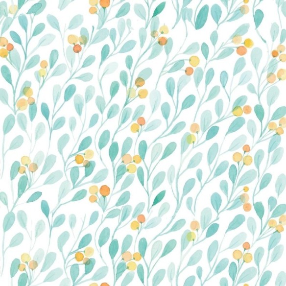 Papel de Parede Adesivo Folhas Azuis N012009