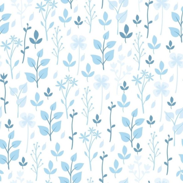 Papel de Parede Adesivo Folhas Azuis N013048
