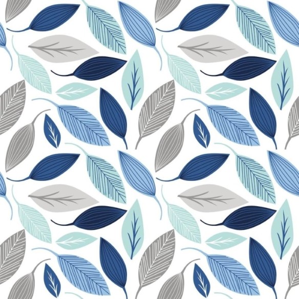 Papel de Parede Adesivo Folhas Azuis N013211