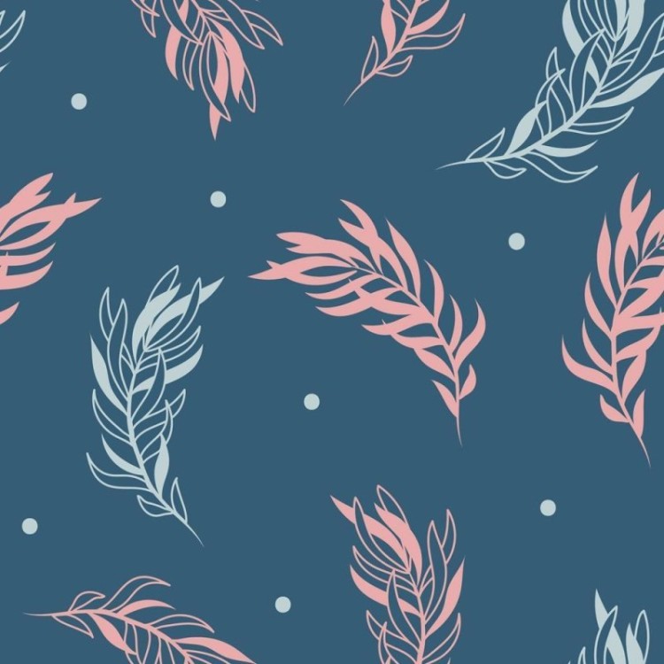 Papel de Parede Adesivo Folhas Azul e Rosa N08070