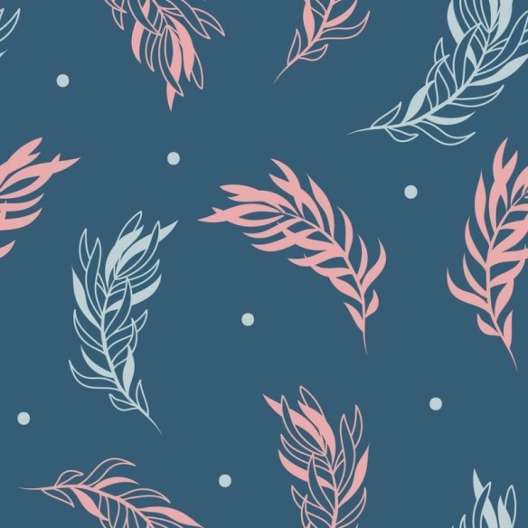 Papel de Parede Adesivo Folhas Azul e Rosa N08070