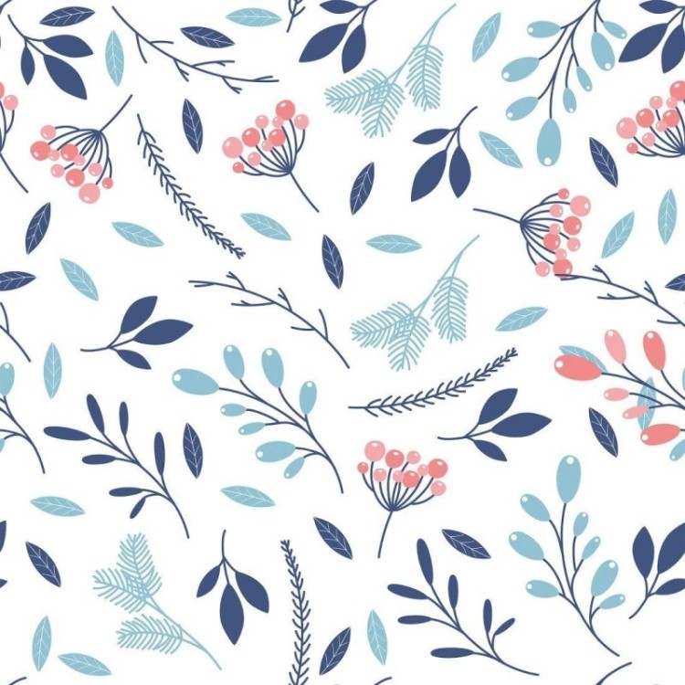 Papel de Parede Adesivo Folhas Azul N015211