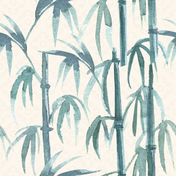 Papel de Parede Adesivo Folhas Bambu Aquarela N015107
