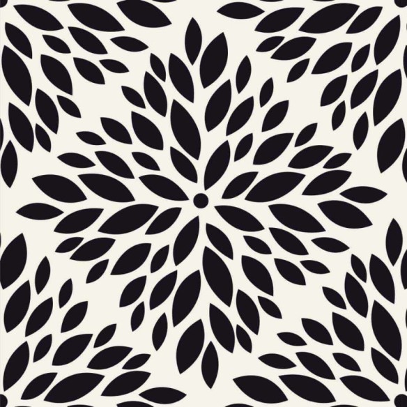 Papel de Parede Adesivo Folhas Branco e Preto 2453400