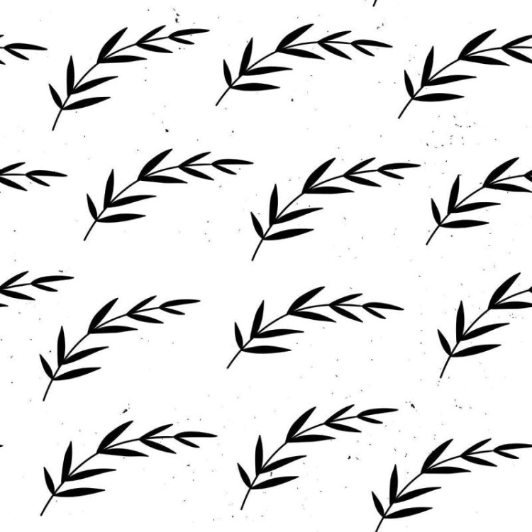 Papel de Parede Adesivo Folhas Branco e Preto...