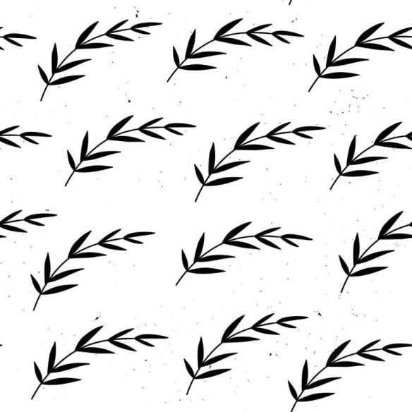 Papel de Parede Adesivo Folhas Branco e Preto N012093