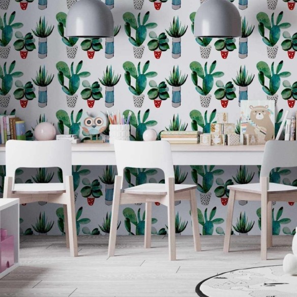 Papel de Parede Adesivo Folhas cacto Natureza Jovem 5243