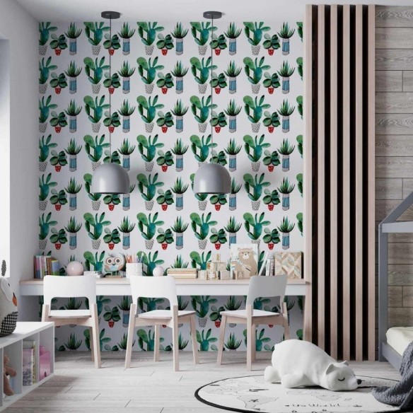 Papel de Parede Adesivo Folhas cacto Natureza Jovem 5243