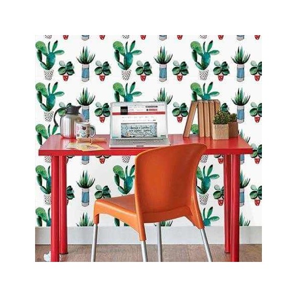 Papel de Parede Adesivo Folhas cacto Natureza Jovem 5243