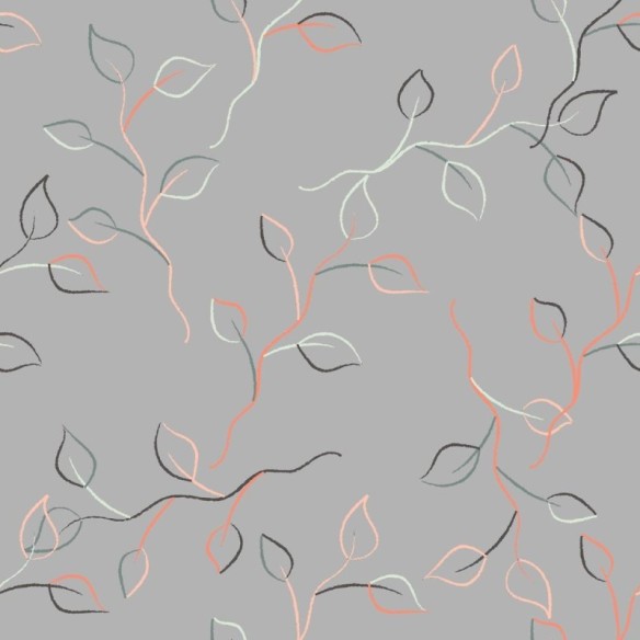 Papel de Parede Adesivo Folhas Cinza N04274