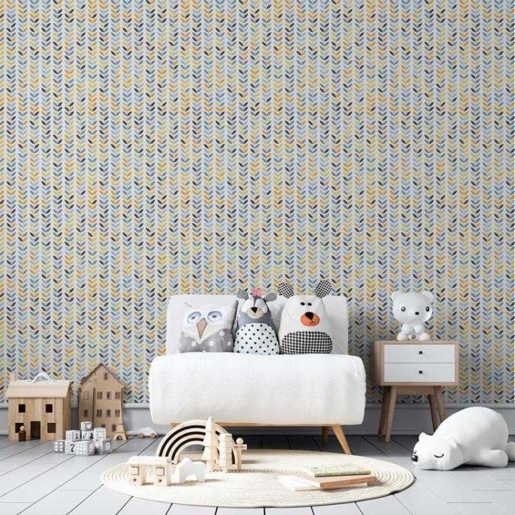 Papel de Parede Adesivo Folhas Coloridas em...
