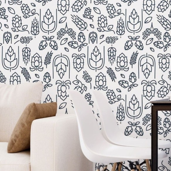 Papel de Parede Adesivo Folhas Colorir N018126