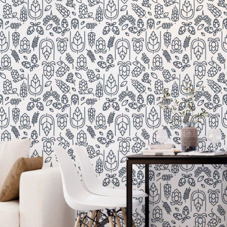 Papel de Parede Adesivo Folhas Colorir N018126