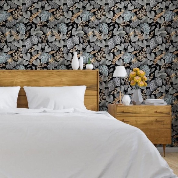Papel de Parede Adesivo Folhas Dark Leaves N013210