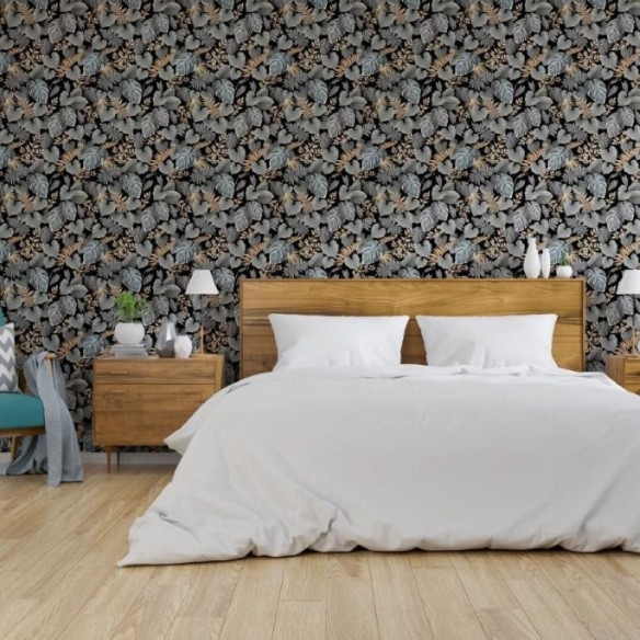 Papel de Parede Adesivo Folhas Dark Leaves N013210