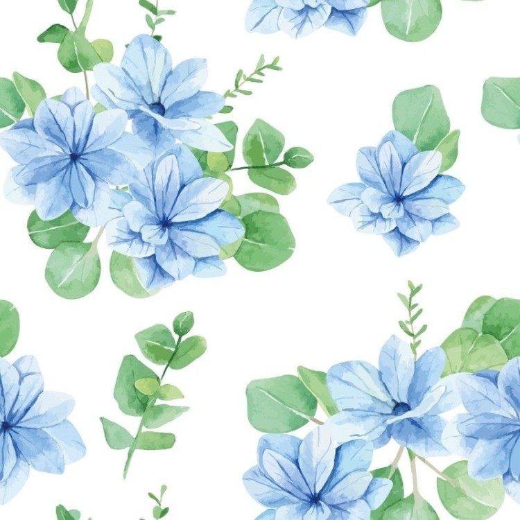 Papel de Parede Adesivo Folhas De Blueberry...