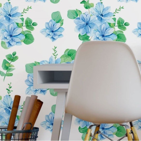 Papel de Parede Adesivo Folhas De Blueberry N016023