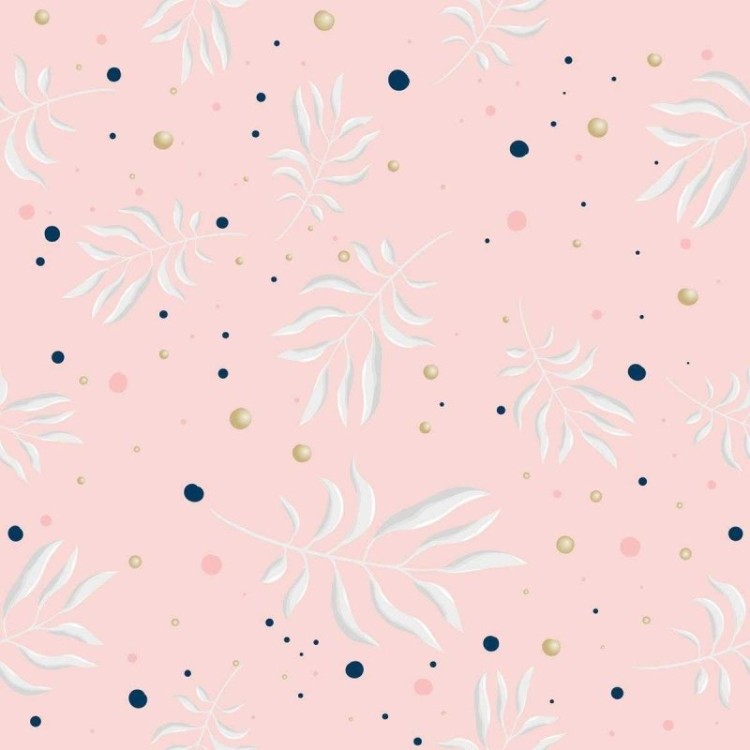 Papel de Parede Adesivo Folhas e Bolhas Rosa...