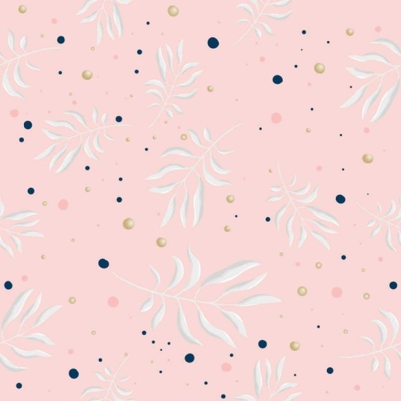 Papel de Parede Adesivo Folhas e Bolhas Rosa N05185